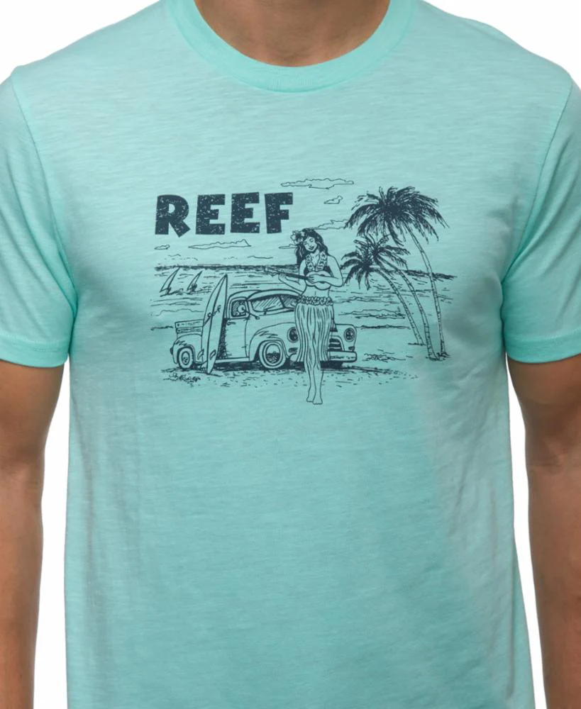 Reef Apparel Men HULAGIRLY GRAPHIC TEE ARUBA BLUE - Image 3