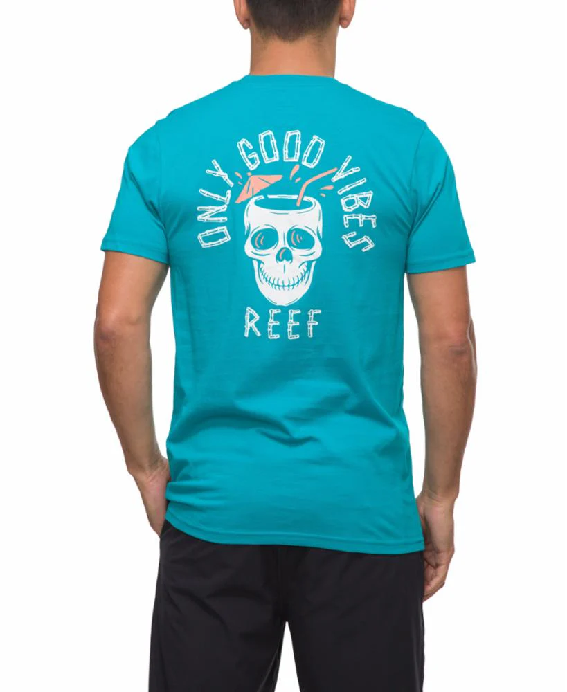 Reef Apparel Men TROPISKULL TEE GRAPHIC TEE TILE BLUE - Image 2