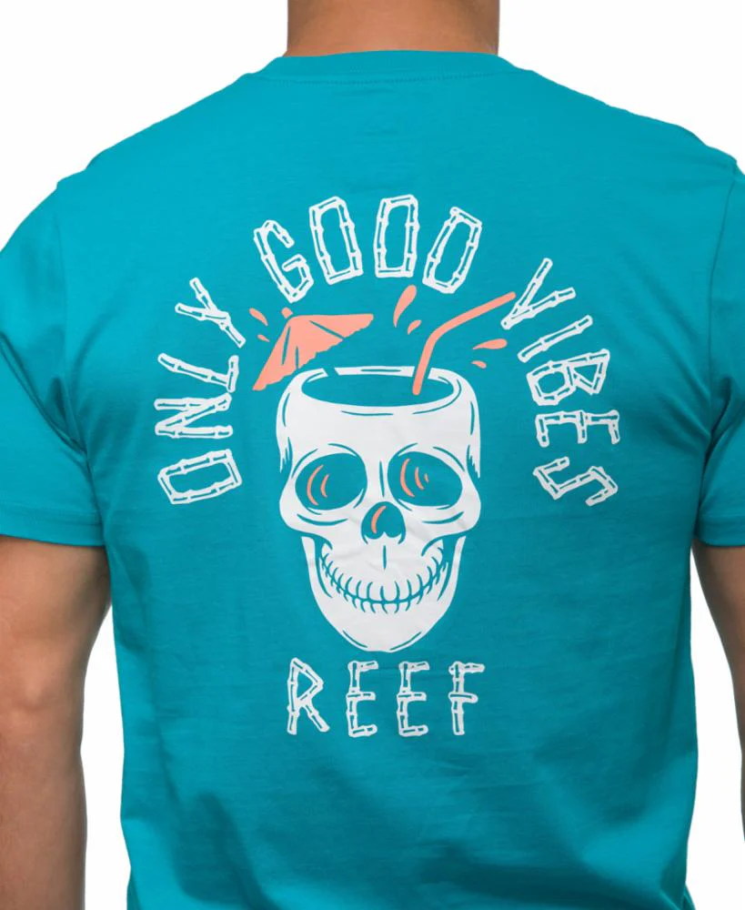 Reef Apparel Men TROPISKULL TEE GRAPHIC TEE TILE BLUE - Image 4