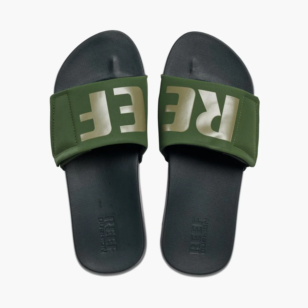Reef Men CUSHION SLIDE OLIVE GREY LOGO - Image 3
