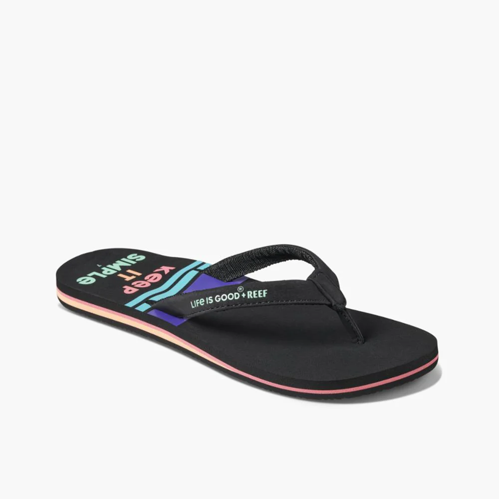 Reef Women REEF CUSHION SANDS + LIFE IS GOOD IS GOOD KEEP IT SIMPLE BLACK