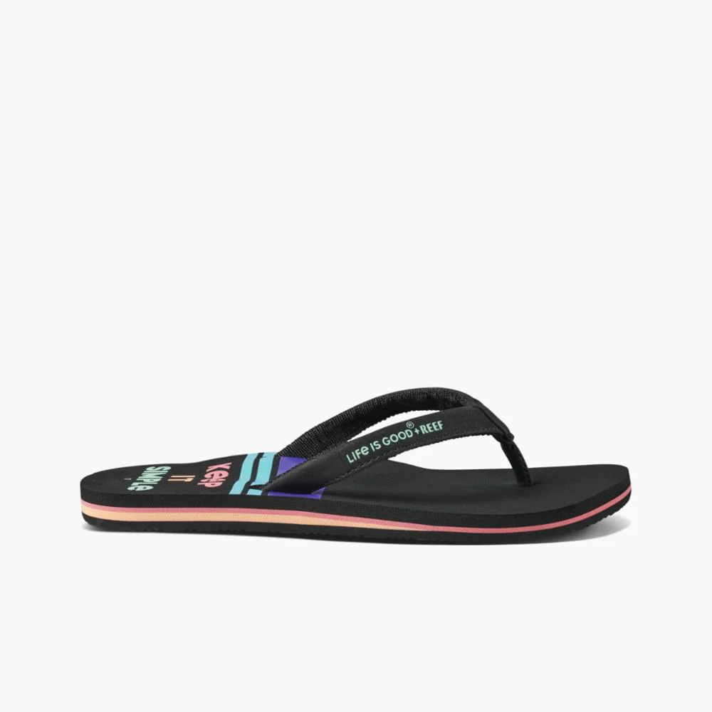 Reef Women REEF CUSHION SANDS + LIFE IS GOOD IS GOOD KEEP IT SIMPLE BLACK - Image 2