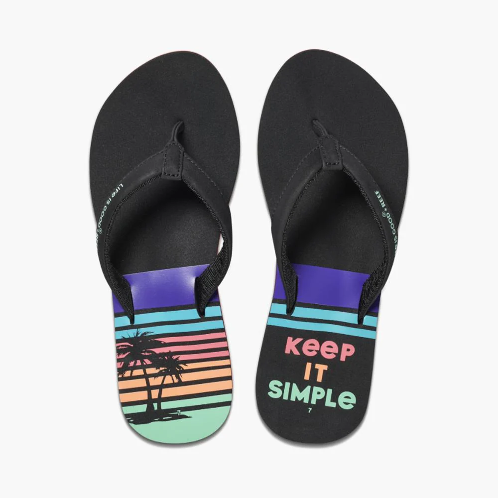 Reef Women REEF CUSHION SANDS + LIFE IS GOOD IS GOOD KEEP IT SIMPLE BLACK - Image 3