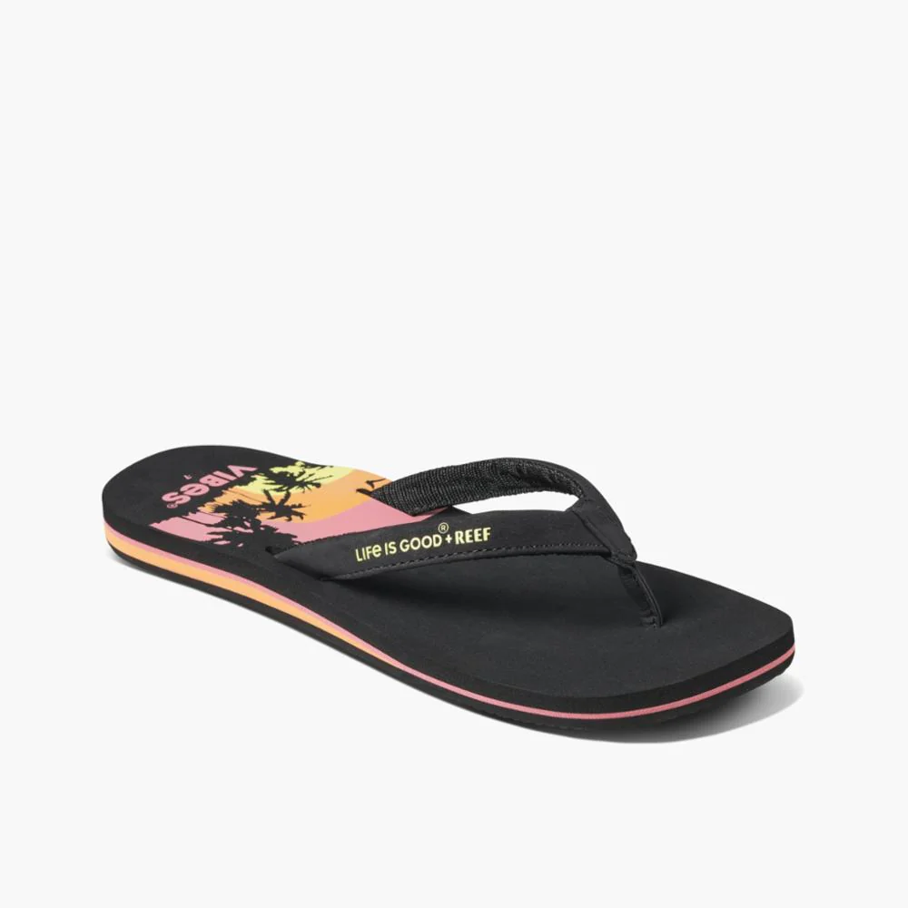 Reef Women REEF CUSHION SANDS + LIFE IS GOOD IS GOOD SUNSET BLACK
